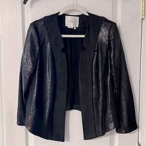 By Anthropologie Black Sequin and Microsuede Jacket Size L